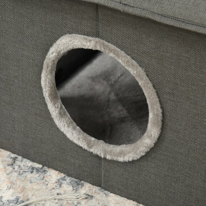 PawHut Cat Cave House у формі з подушкою, яку можна мити, затишна печера для обіймів для котів з двома дверима, 39 x 43.5 x 40.5 см, сірий