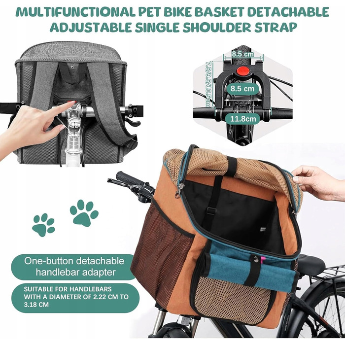 Велосипедний кошик-переноска для собак та котів, сумка з сіткою