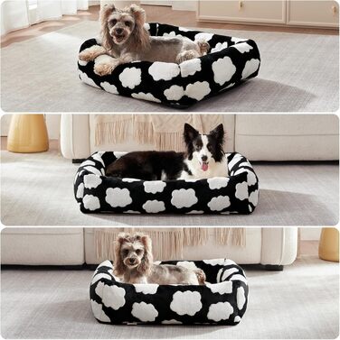 Ортопедичне ліжко для собак JOEJOY XL, прямокутне, чорне, знімний чохол на блискавці, антиковзаюча підкладка, для цуценят та великих собак (107x91x23 см)