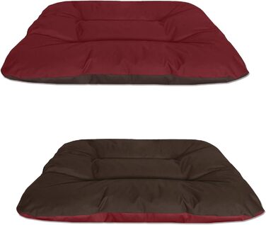 Кругле лежанка для собак BedDog® REX, велика, Бордо-сірий, 120x100x14 см, з можливістю перевертання, для дому та вулиці, SULTAN (червоний/коричневий)