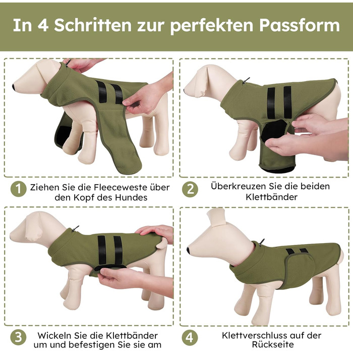 Теплий зимовий пуловер для собак Queenmore з флісу, тепла куртка для собак, жилет для такси, чихуахуа, бульдога (S, оливковий)
