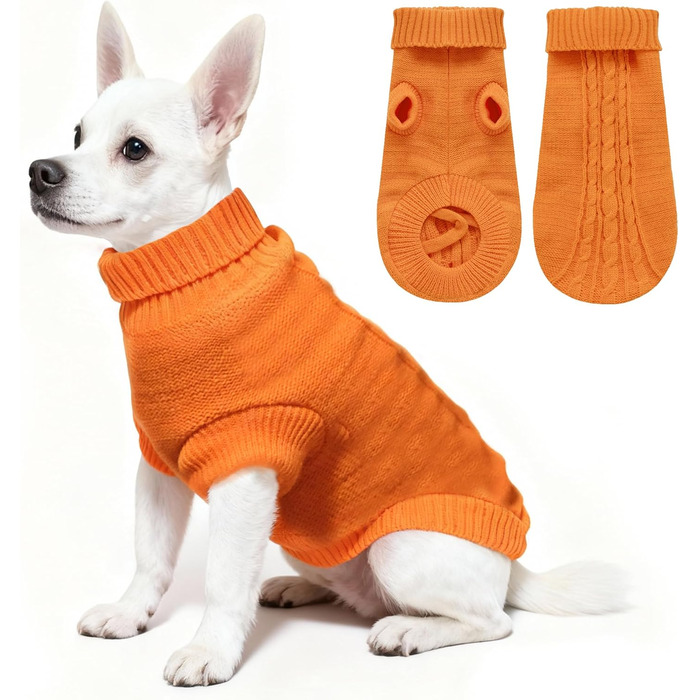 Вовняний пуловер для собак з коміром-стійкою, теплий та м'який, червоний, розмір M 12' (8', візерунок 