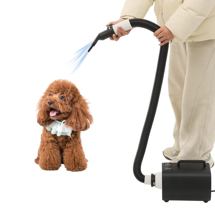 Пылесос для шерсти собак и кошек с LED-дисплеем и сенсорным управлением, 9 скоростей, вентиляция и регулировка температуры, 3 насадки, для зоомагазинов и ветеринарных клиник (черный)