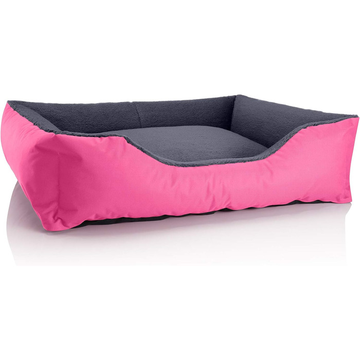 Ліжко для собак BedDog Teddy XL, кордура і мікровелюр, з бортиками, квадратне, для дому та вулиці, рожево-сіре, знімний чохол