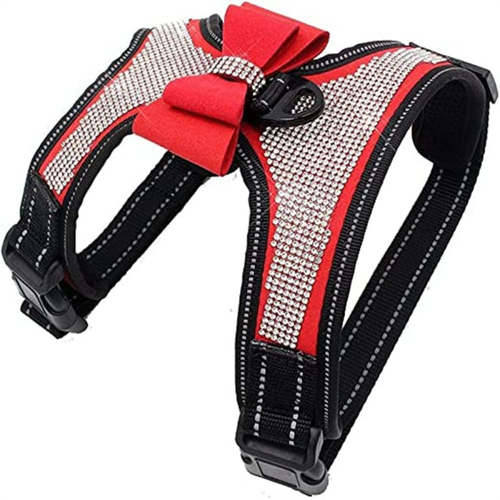 Брелок для собак з блискітками, м'якими діамантами, відбиваючими елементами, для хлопчиків та дівчаток, Roa, розміри S, M, L, червоний