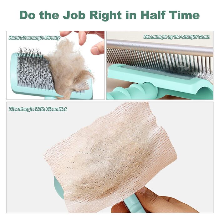 Щітка для собак з довгим волоссям, для котів та собак з довгою та короткою шерстю, масажна щітка для догляду за шерстю (зелена)