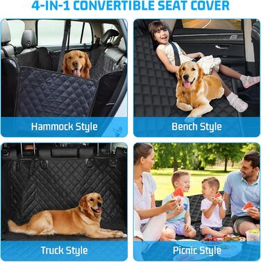 Захисний килимок для собак у машину Amexo, 137x147 см, чорний. Захист заднього сидіння, водовідштовхувальний, стійкий до подряпин, з віконцем.