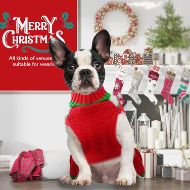 Світер для собак на Новий Рік з отвором для шлейки, в клітинку, з оленем, одяг для собак, пуловер для маленьких, середніх та великих собак, котів, теплий осінньо-зимовий, для цуценят, одяг для собак, жилет (XL, Червоний Санта)
