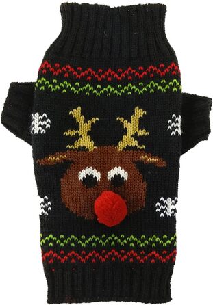 Теплий зимовий светр для собак на Новий Рік з зображенням оленя, XXL, чорний