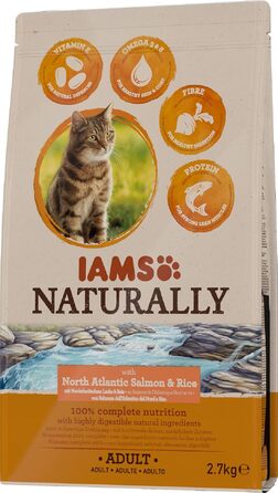 Сухий корм для котів IAMS Naturally з лососем та рисом, 2.7 кг
