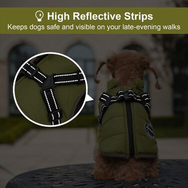 Зимова курка для собак з нагрудником та гнучким поясом, захист від вітру та живота, світловідбиваюча жилетка для тварин з флісовою підкладкою, для маленьких собак (зелена, 2XL)