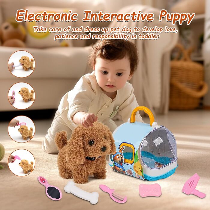 Інтерактивна іграшка-кіт для дітей: реалістичний плюшевий кіт, що ходить та муркоче, білий, для дівчаток 3-7 років