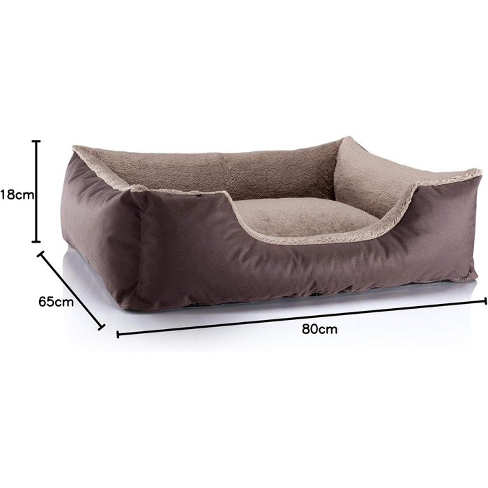 Ліжко для собак BedDog Teddy, зручне диван-ліжко з Cordura та мікрофібри, знімний бортик, м'яке лежання, для дому та вулиці, розмір L, коричнево-бежевий мікс, 80 x 65 x 18 см