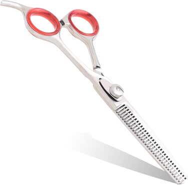 Професійна ножиця для филирування з гачком, 15.2 см, з регулюванням напруження, нержавіюча сталь, для текстурування волосся, з кільцями для пальців