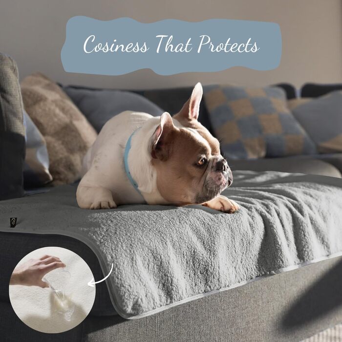 Водонепроникна лежанка для собак, флісова, розмір L, 104 x 69 см, для дивана, кімнати, авто, подорожей, сіра