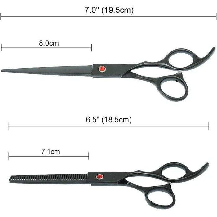 Професійний набір ножиць для грумінгу собак та котів 5 в 1: прямі, вигнуті, розріджуючі ножиці та гребінець для догляду за шерстю