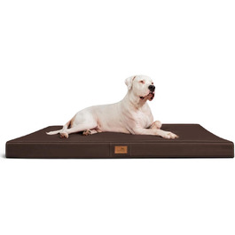 Ортопедичний матрац для собак Tierlando® Oscar Easy CLEAN з екошкіри та віскоеластичної піни, 120x90 см, колір: коричневий | Антипрослизьке покриття