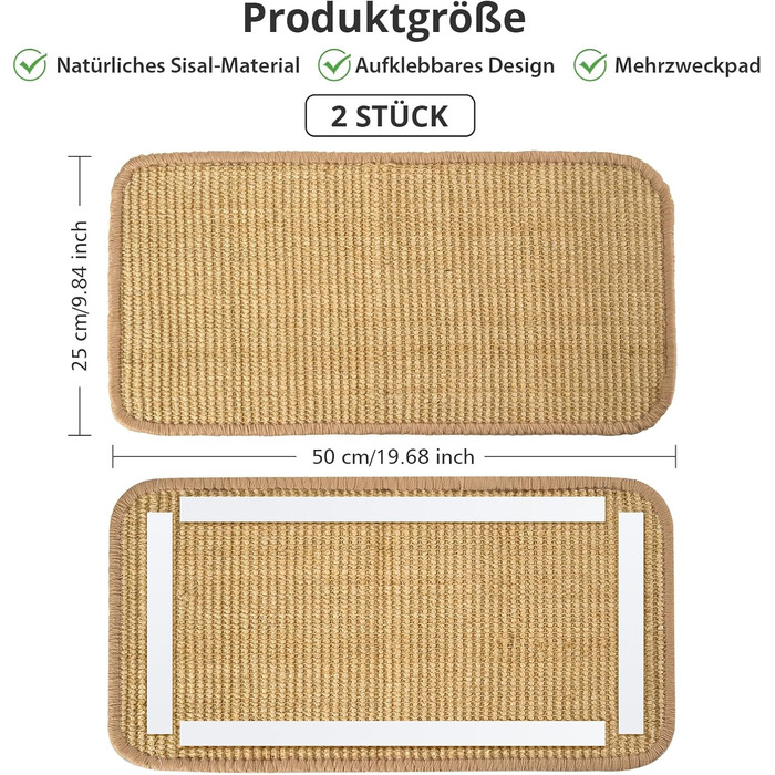 Килимок для дряпання котів з сизалю, 2 шт., 50x25 см - захист від подряпин меблів