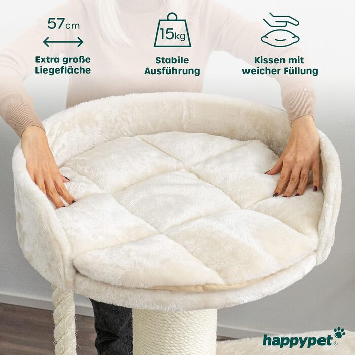 Дряпак для великих котів HAPPYPET Felix, 120 см, натуральний сизаль, товсті стовпи 18 см, стабільний, для мейн-кунів, преміум-якість