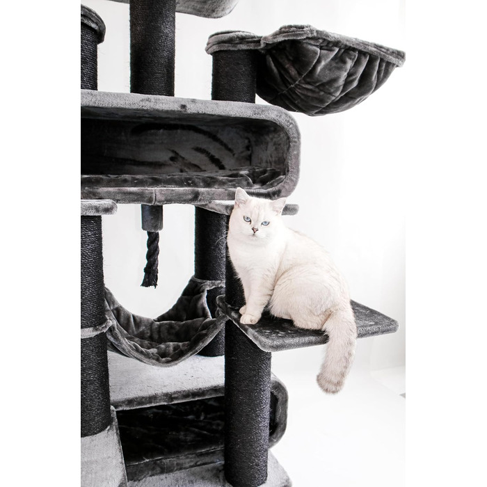 Дряпальня для котів Petrebels Maine Coon XXL, 210 см, з сизалю, чорного кольору