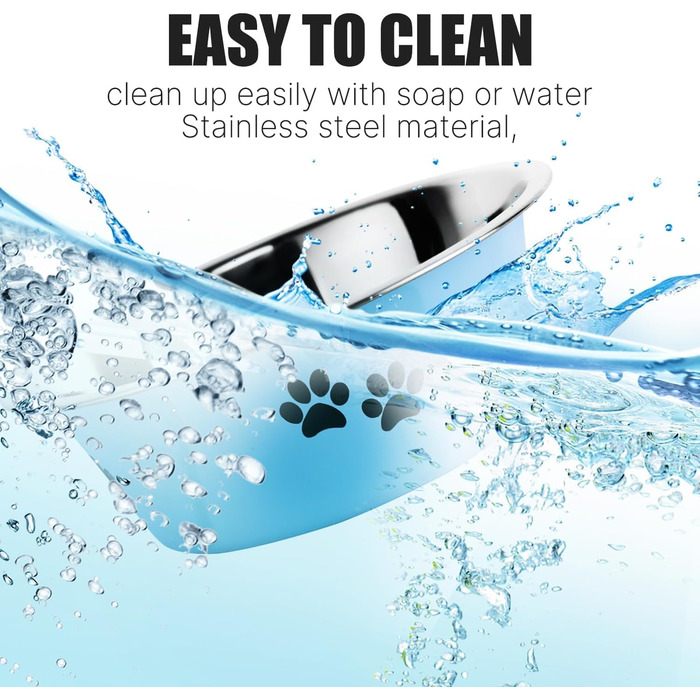Набір мисок для собак та котів SUOXU з нержавіючої сталі (1560 мл, 2 шт.), з антиковзною основою, для великих, середніх та маленьких порід - (Блакитний, S-860 мл)