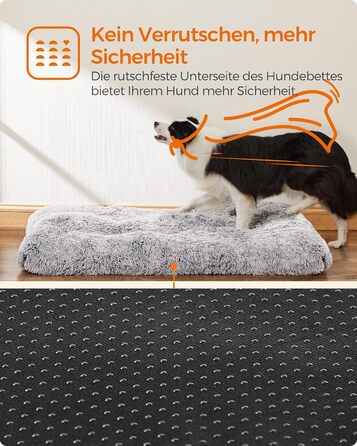 Ліжко для собак Feandrea, м'яка подушка, пухнасте покриття, 110 x 73 см, м'яка підкладка, можна прати, багатофункціональне, Ombré-Сірий PGW203G01 L 110 x B 73 x H 10 см