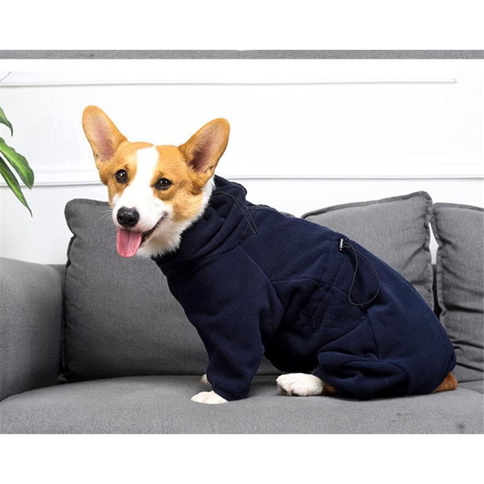 Теплий зимовий костюм для собак: флісова куртка-комбінезон для маленьких та середніх собак, тепла флісова куртка з капюшоном, зелений (синій, M)