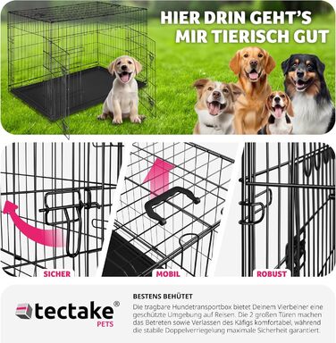 Клітка для собак Tectake®: стабільний, розкладний бокс для собак та цуценят, 78 x 48 x 52,5 см