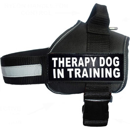 Терапевтична шлея для собак Doggie Stylz, нейлонова, з 2 світловідбиваючими наліпками, для тренувань, чорна, обхват 48,3–63,5 см