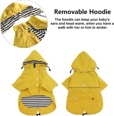 Жовтий дощовик для собак Pethiy Premium, водонепроникний, з капюшоном та кишенями, розмір L