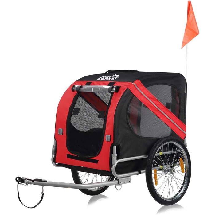 Фahrradanhänger Zoomundo для собак: червоний/чорний, срібна рама - Zoomundo