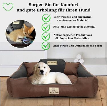 Крісло-ліжко для собак великих порід King Dog: миється, водонепроникне, з можливістю персоналізації (колір: коричневий, розмір M 75x65 см)