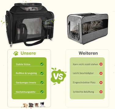 Транспортна сумка для кота/собаки TOFFCAEA, переноска для тварин, складана, чорна, 43 x 28 x 28 см