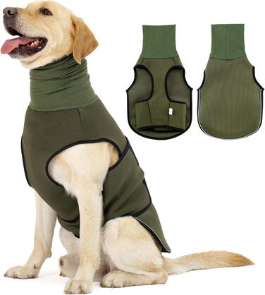 Заспокійливий жилет для собак та котів Dotoner з навушниками, зелений, з відбиваючими смугами