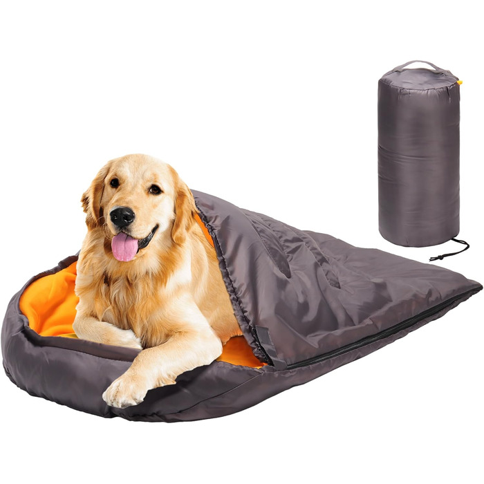 Спальний мішок для собак Lifeunion, водонепроникний, теплий, компактний, для подорожей, кемпінгу, хайкінгу, рюкзакових походів (Сірий + Оранжевий)