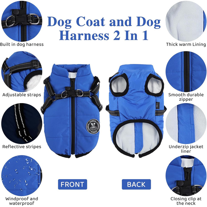Зимовий теплий одяг для собак: куртка, жилетка, плащ. Водонепроникний одяг для маленьких, середніх та великих собак. Зелений (4XL, блакитний)