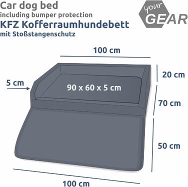 Ваш GEAR Termoli - лежанка для собак 100x70 см, захист для багажника авто, еко-шкіра, миється, преміум якість. Лежанка для собак, корзина для собак, килимок для собак, туристична лежанка.