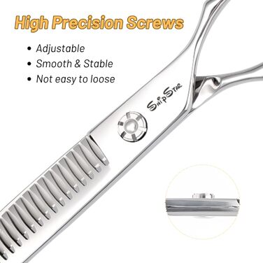 Професійна вигнута ножиця для грумінгу домашніх тварин 7.5 дюймів (25 градусів) з 35 зубцями, коефіцієнт розрідження 65%, високоякісна грумерська ножиця