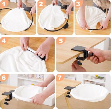 Крісло-гамак для кота Uross на стіл - 360° обертання та регулювання висоти, м'яке ліжко для кота з 2 знімними чохлами, місце для сну для дому, офісу, цілорічне використання (Бежевий)