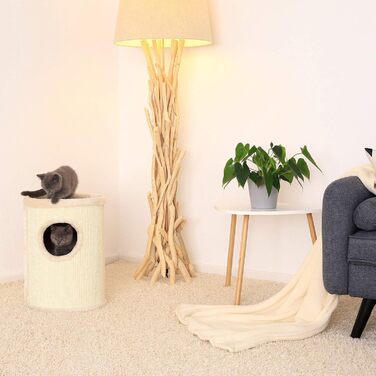 Котячий будиночок Lionto з сизалю, м'яким краєм та іграшкою, 50 см - стабільний котячий будиночок для маленьких та великих котів, догляд за кігтями та розваги