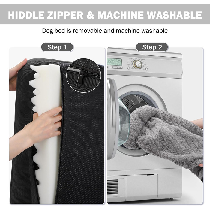 Ортопедичне ліжко для собак великих порід, водонепроникне, знімний чохол, чорний колір, розмір L (35'x 25'x 6.5')