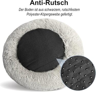 Крісло-лежанка для собак великих та середніх порід, 60 см Ø - м'яке та дихаюче лежанка з антиковзною основою та піднятим бортиком, темно-сірий колір, розмір 60 x 60 x 18 см