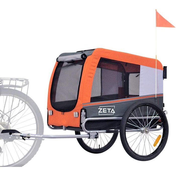 Papilioshop Zeta – 2-в-1 причіп для велосипеда та візок для собак та домашніх тварин, складаний, легкий та стабільний, ідеальний для перевезення тварин та прогулянок (Помаранчевий M)