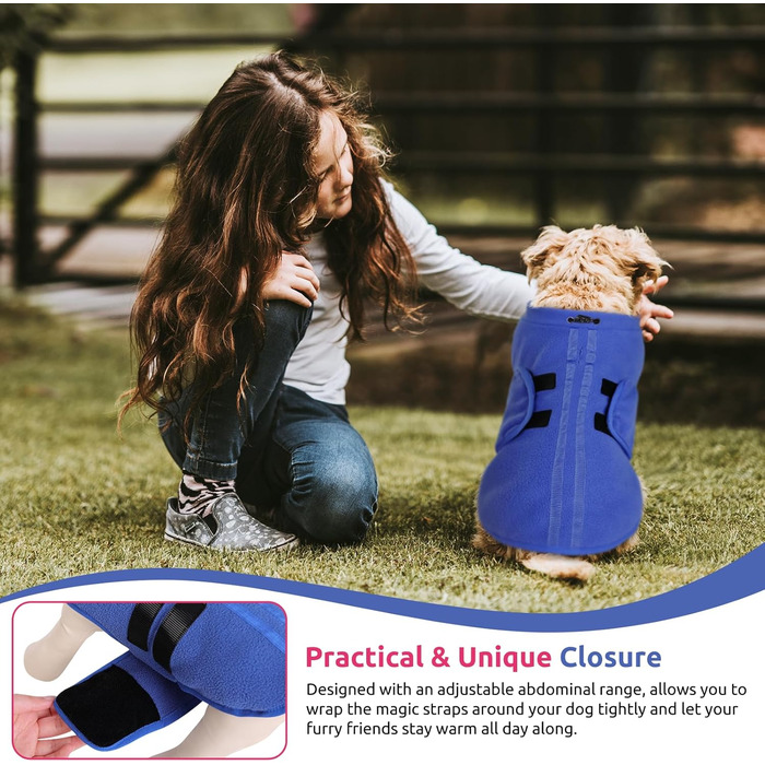 Теплий флісовий жилет для собак - тепла жилетка для маленьких та середніх собак, флісова куртка для котів та собак (Синій XS)