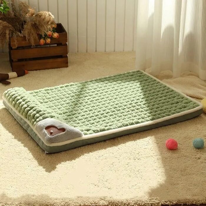 Ортопедична подушка для собак, малого та середнього розміру - миється, з неслизьким покриттям та високим бортиком - знімний чохол (сірий, S: 50×35 см)