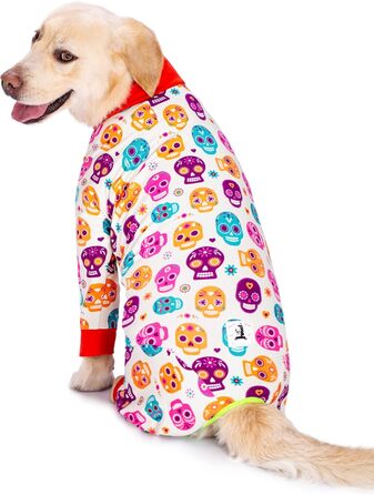 Піжама для собак, теплий пуловер з принтом мультфільму, повне покриття, костюм для великих та середніх собак (36, білий череп)