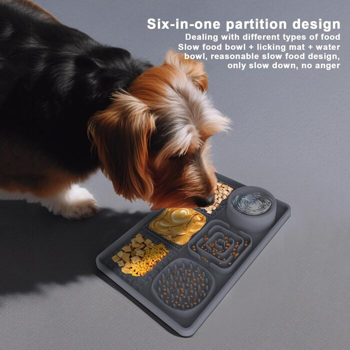 Килимок для собак і котів з силікону з присосками, антипригарний, для ласощів, сірий