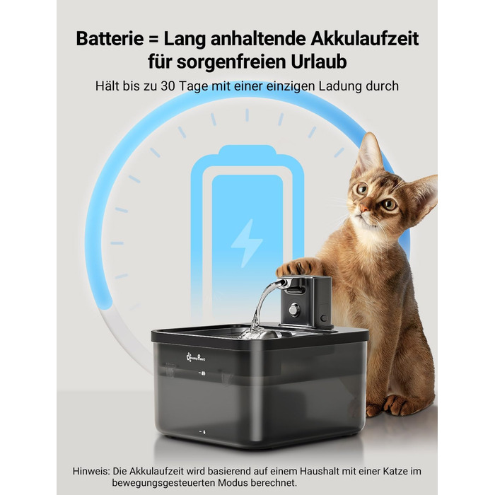 Бездротовий фонтан для котів DownyPaws 2,5 л з датчиком руху чорний