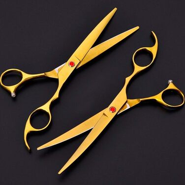 Набір професійних ножиць для грумінгу собак 5 в 1, 7 дюймів, нержавіюча сталь, включає прямі, фінішні та зігнуті ножиці, гребінець