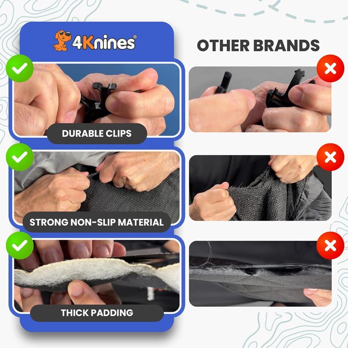 Захист для автокрісла для собак 4Knines з жорсткою основою – водовідштовхувальний, для автомобілів, SUV, вантажівок – з захистом дверей, запатентовано